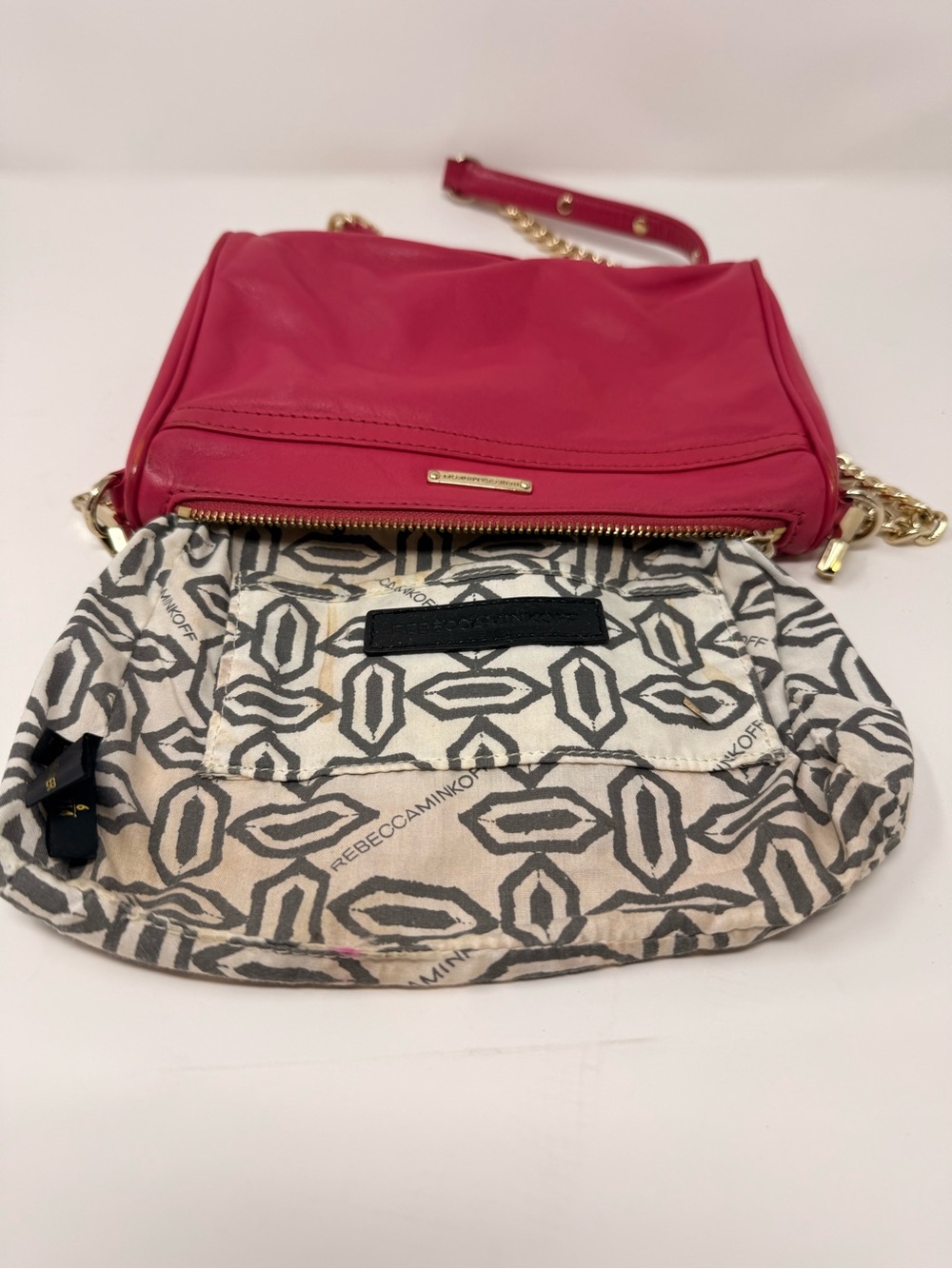 Rebecca Minkoff Mini M.A.C. crossbody bag in a berry or raspberry color - Picture 12 of 12